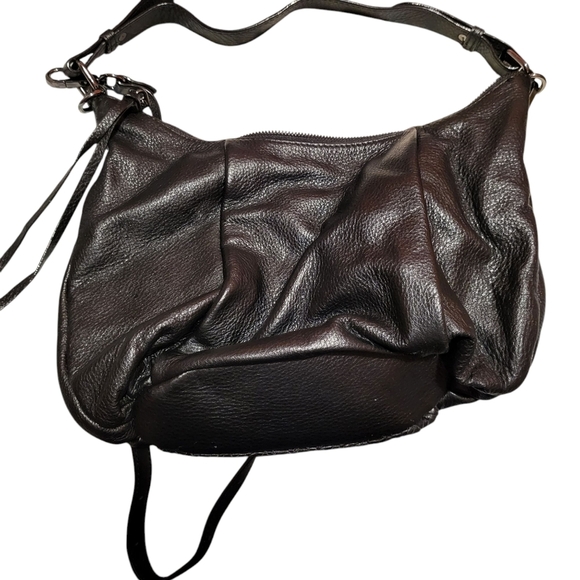 Elliott Lucca Black Woven Leather Slouchy Shoulder Handbag - Picture 2 of 11